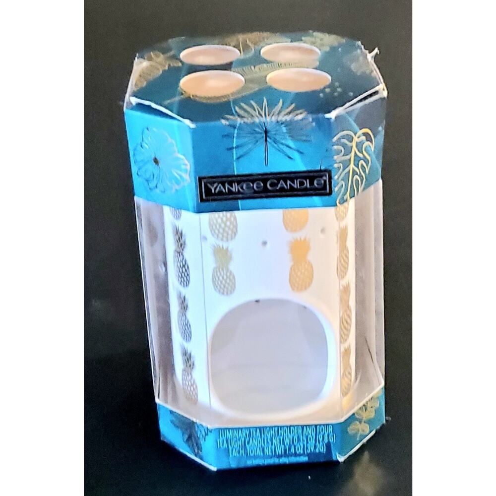 Yankee Candle Pineapple Luminary Tealight Holder & 4 Tealights NIB